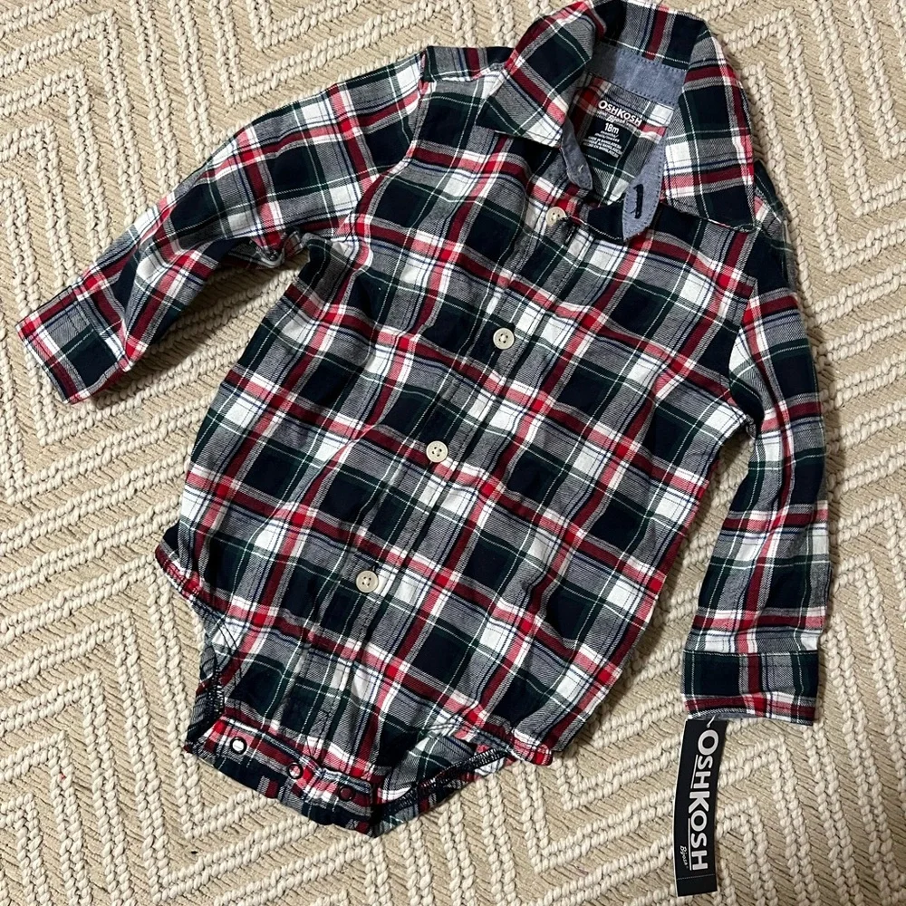 NWT OshKosh B'gosh Plaid long sleeve shirt - Red, Blue, White